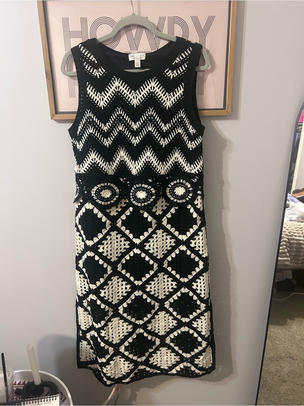 NWOT Crochet Black & tan Sleeveless Dress